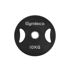 Gymleco Gummi Vægtskive m. Håndtag, Sort, 10 kg