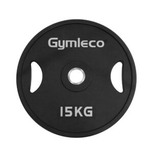 Gymleco Gummi Vægtskive m. Håndtag, Sort, 15 kg
