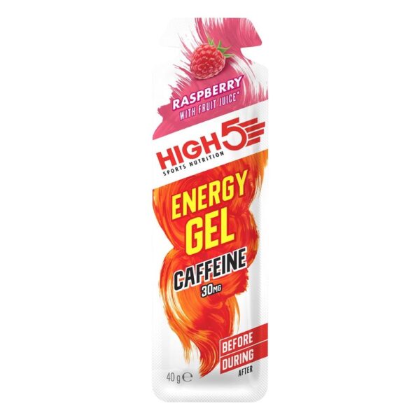 High5 Energy Gel Plus m. koffein 32 ml - Raspberry