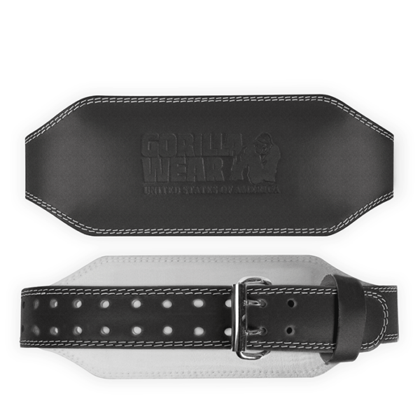 6 Inch Padded Leather Belt, Black/Black