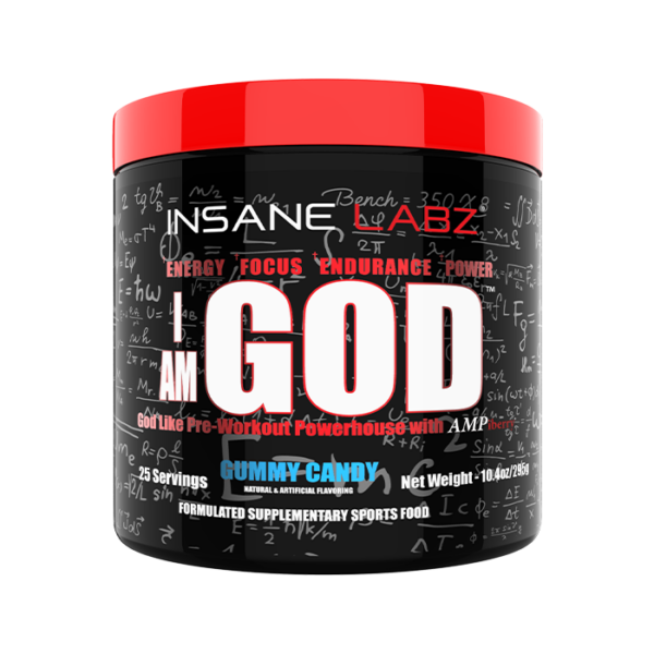 I am GOD PreWorkout, 25 servings, Gummy Candy Get big lab