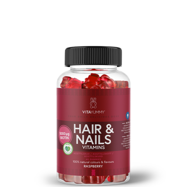 Hår & Naglar Hallon 60 Gummies