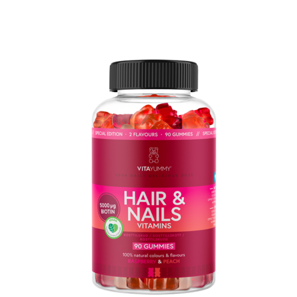 Hår & naglar Raspberry & Peach 90 Gummies