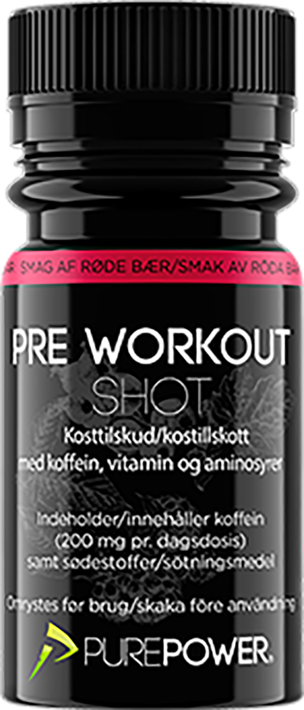 Purepower Pre-Workout Shot (PWO) Røde Bær - 60ml