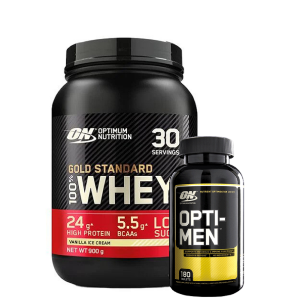 100% Whey Gold Standard Valleprotein 908 g + Opti-Men, 180 tabs