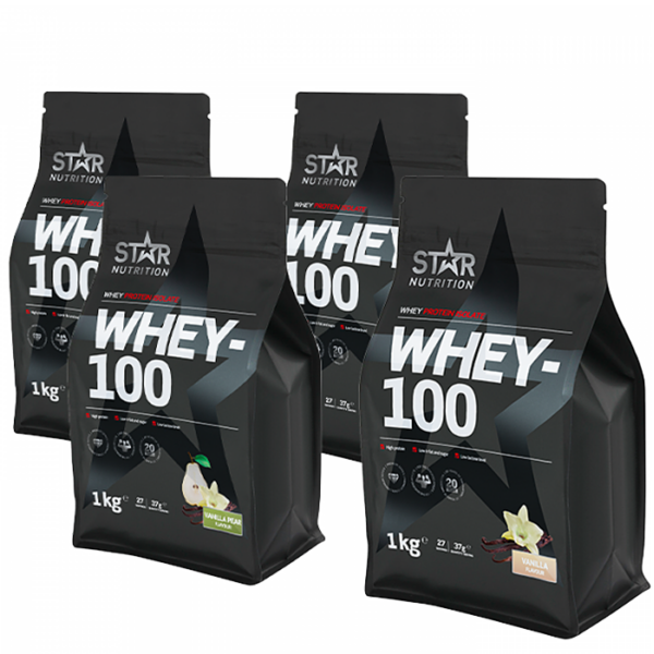 Mix&Match: 4 x Whey-100 Valleprotein 1 kg