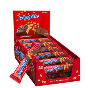 15 x Goodlife, 50 g, Nutty Peanut Kort Dato