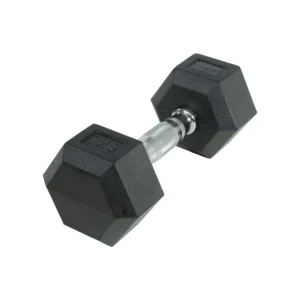 Crossmaxx Hexagon Håndvægt 7 kg - Lavet i støbejern, belagt med gummi - Riflet håndtag for godt greb - Til crossfit og styrketræning